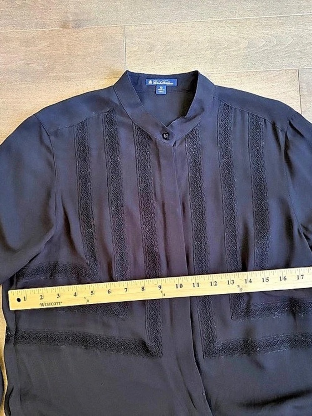 Brooks Brothers Black Silk Blouse Size 12 - Picture 7 of 7